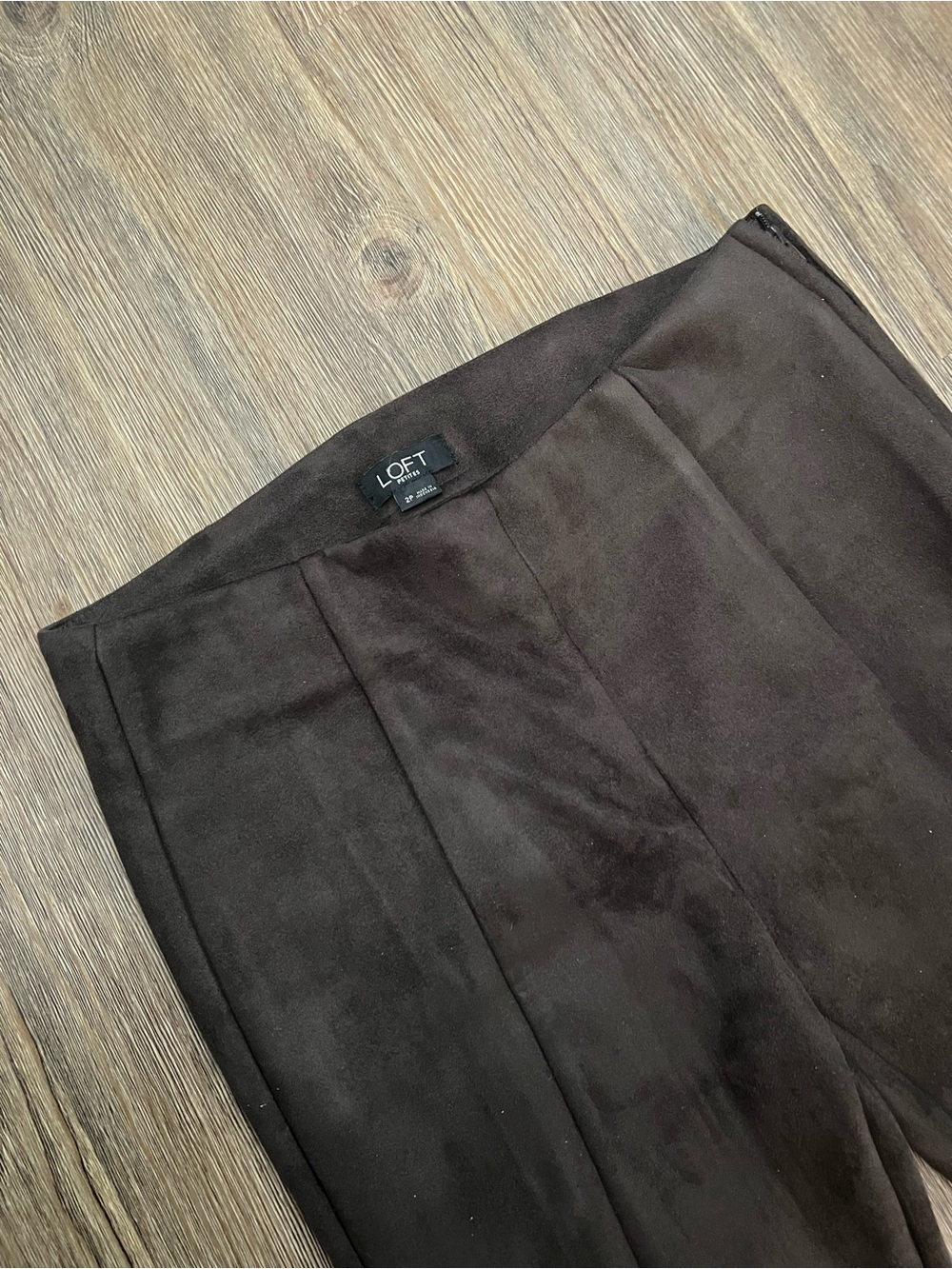 LOFT Dark Brown Women's Petite Trousers with Front Creases